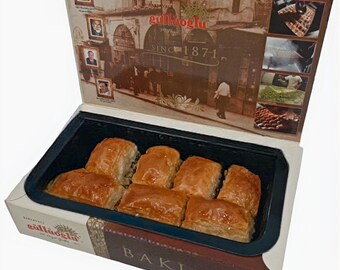 Gulluoglu Vegan Baklava, 7 Pieces (0.55 lb - 250gr)  (Pack of 1), daily fresh shipment from Istanbul