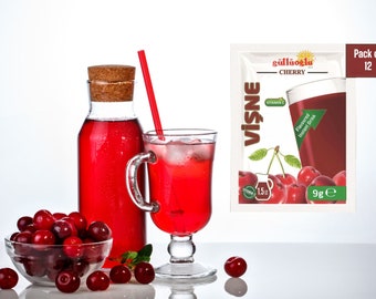 Mélange fruité pour éclaboussures Gulluoglu, « Cerise », 9 g - 0,32 oz (paquet de 12), expédition quotidienne de produits frais de la boutique Gulluoglu du marché aux épices d'Istanbul