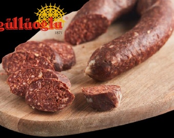 Gulluoglu Pepperoni Sujuk (Halal) fait maison en Turquie, 1,10 lb-500 g (anneau de 1), expédition quotidienne de produits frais de la boutique Gulluoglu du marché aux épices