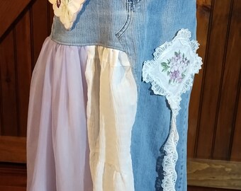 Vintage Y2K Fairy Grunge Adjustable Denim Pleated Mini Skirt