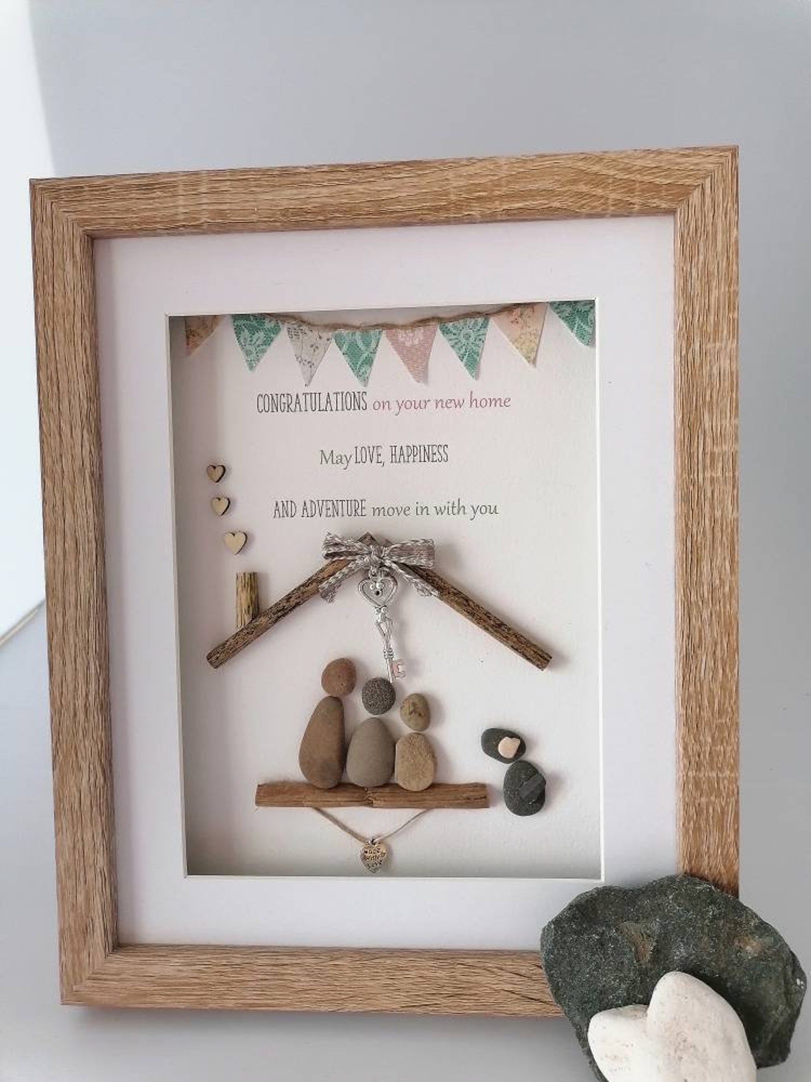 Pebble Art Handmade new house new home personalised framed Etsy