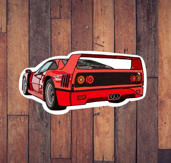 Ferrari F40 Vinyl Sticker, Automotive Gift, Car Sticker, Trendy Sticker,  Laptop Decal, Funny Sticker, Vintage Cars, Backdated Cars, Red Cars