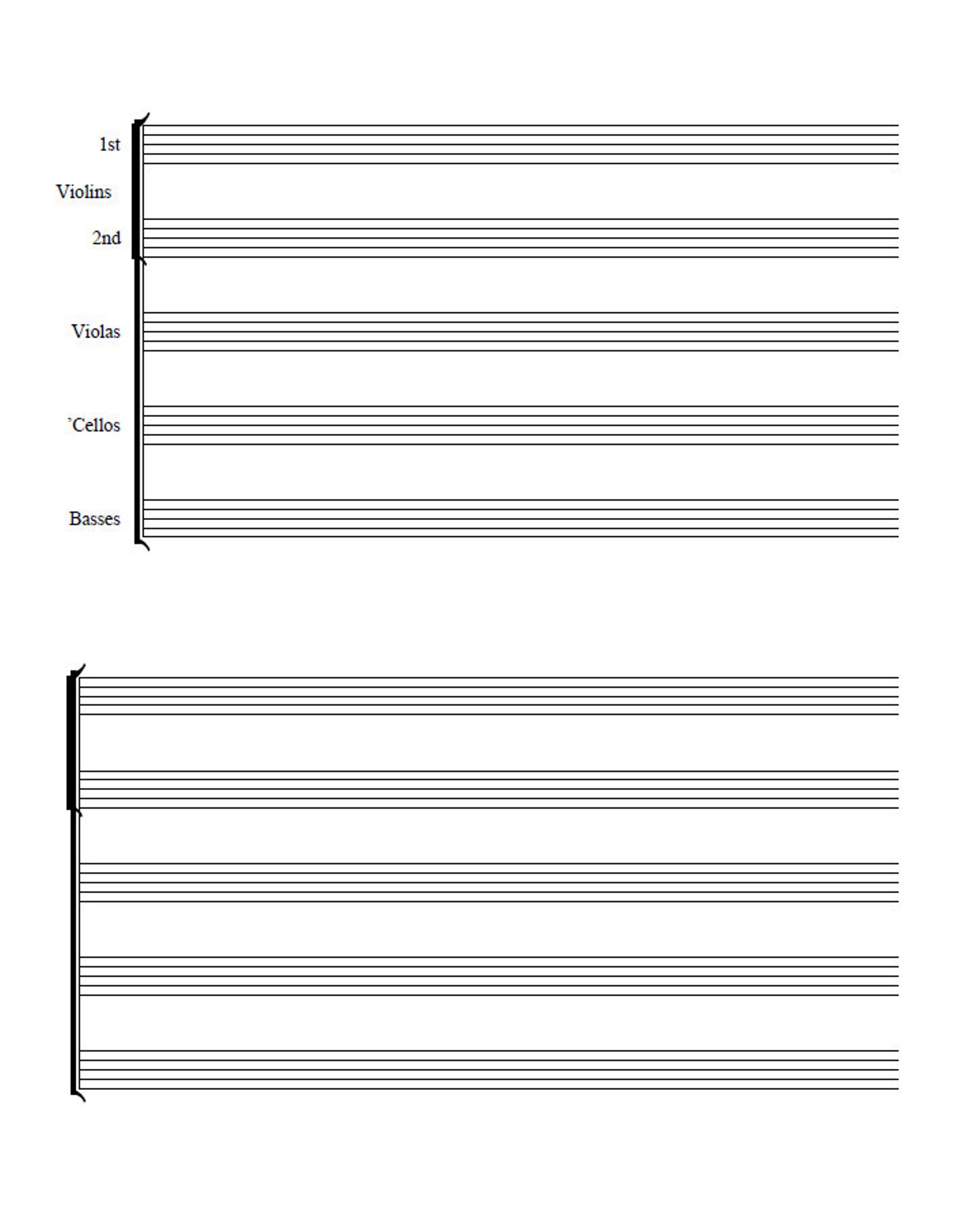 A4 Printable Music Blank Sheet For String Orchestra Etsy