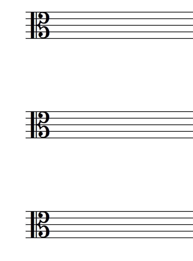 A4 Music Blank Sheet Alto Clef 8 and 12 staves Printable | Etsy