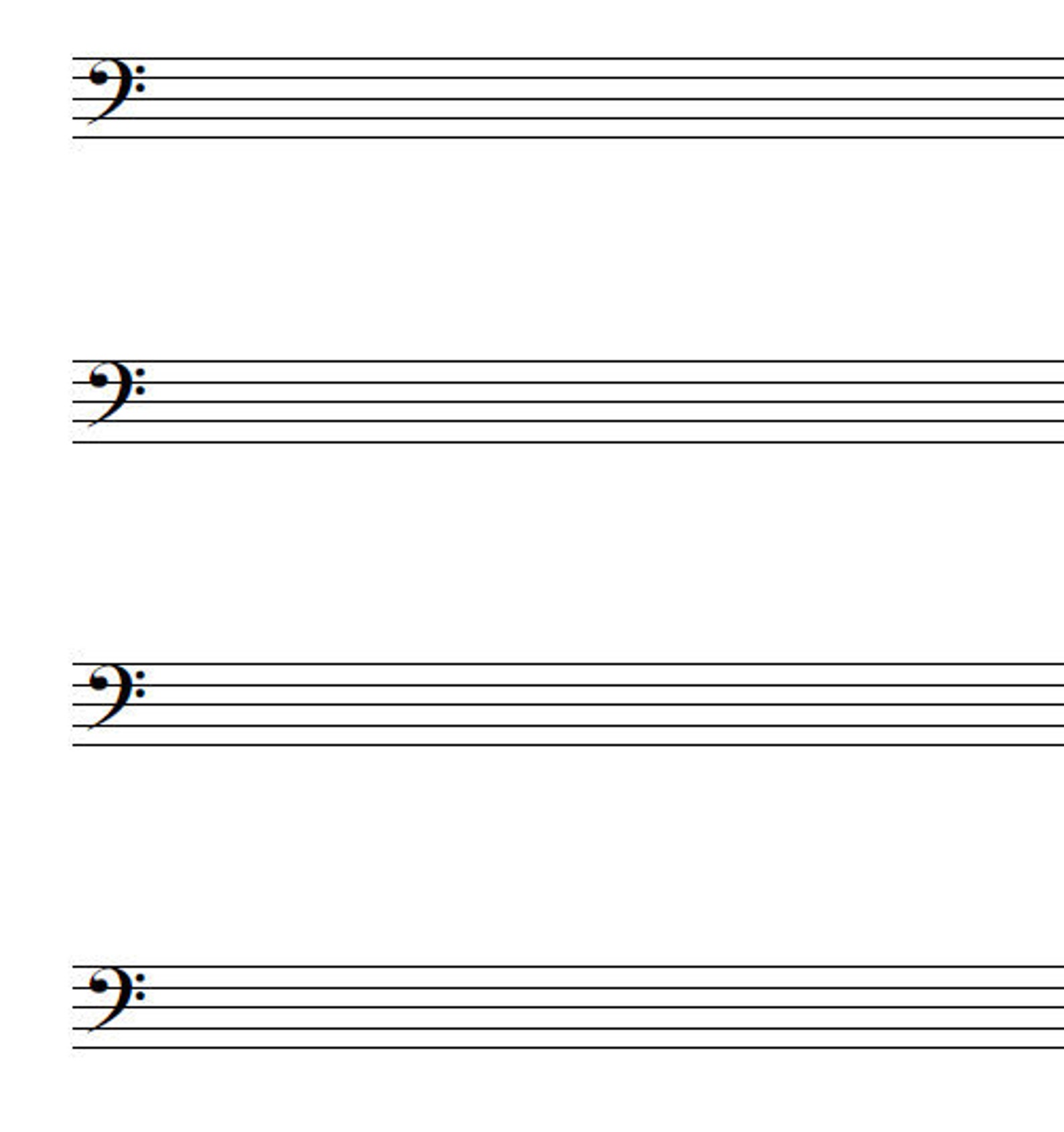 A4 Music Blank Sheet Bass Clef 8 And 12 Staves Printable Etsy