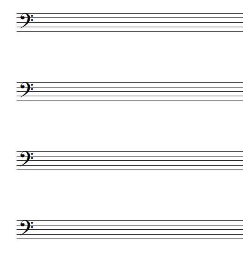 A4 Music Blank Sheet Bass Clef 8 and 12 staves Printable | Etsy