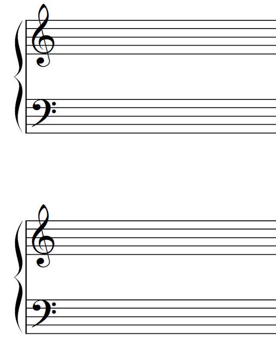 A4 Piano Music Blank Sheet 2 Clefs 5 And 6 Staves Blank Chords Diagrams For Begginers Printable Pdf Instant Download Music Chart