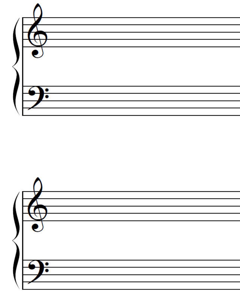 A4 Piano Music Blank Sheet 2 Clefs 5 and 6 staves blank | Etsy