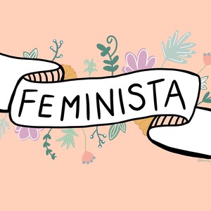 Cartão Postal Ilustração Digital Floral Feminista "Feminsta"