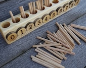Educational wooden toy gift for baby Spindle box, Montessori math