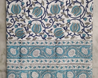 Hand Block Print Cotton Duvet Cover with Pillow: Indian Floral Design