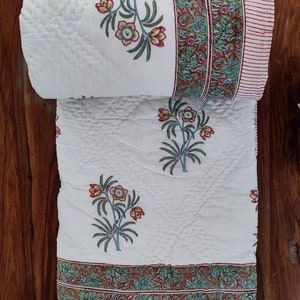 Hand block Printed pure cotton warm Quilt with hand quilting