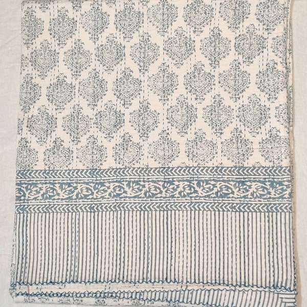 Indian Hand block printed kantha Indian ikat gudri