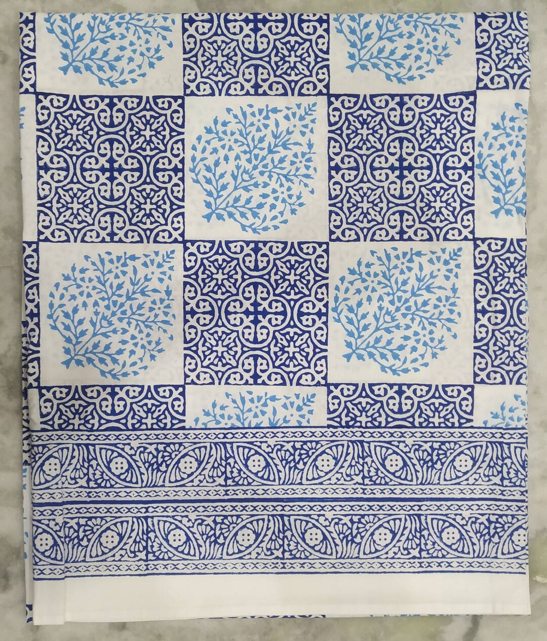 Jinal Indigo Hand Block Print Cotton Double Layer Top main image 1