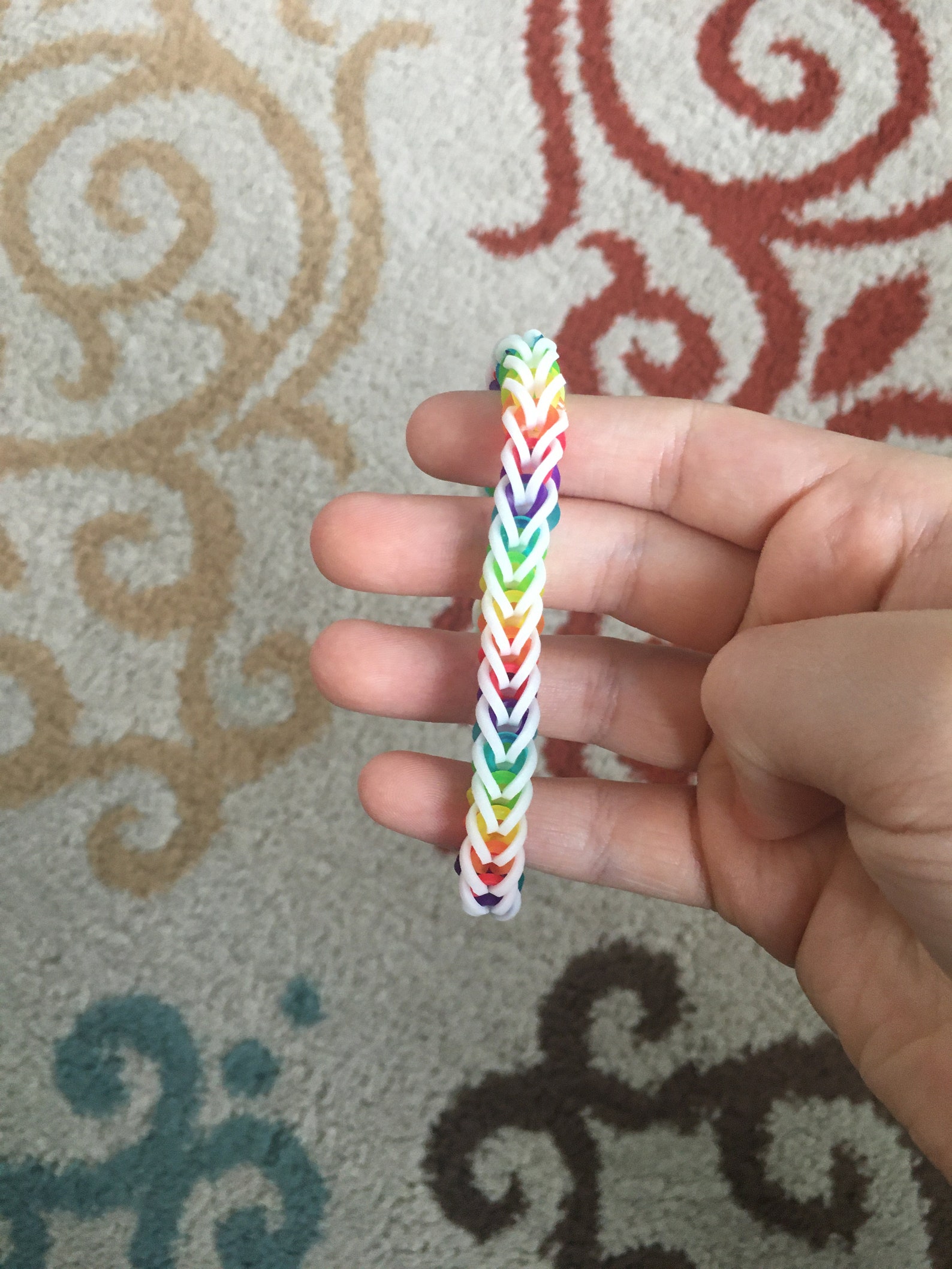 French Braid Rainbow Loom Bracelet White and Rainbow Etsy