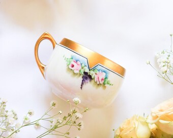 Vintage Princess China Tea Cup: Hand-Painted Roses, Gold Trim Bavaria