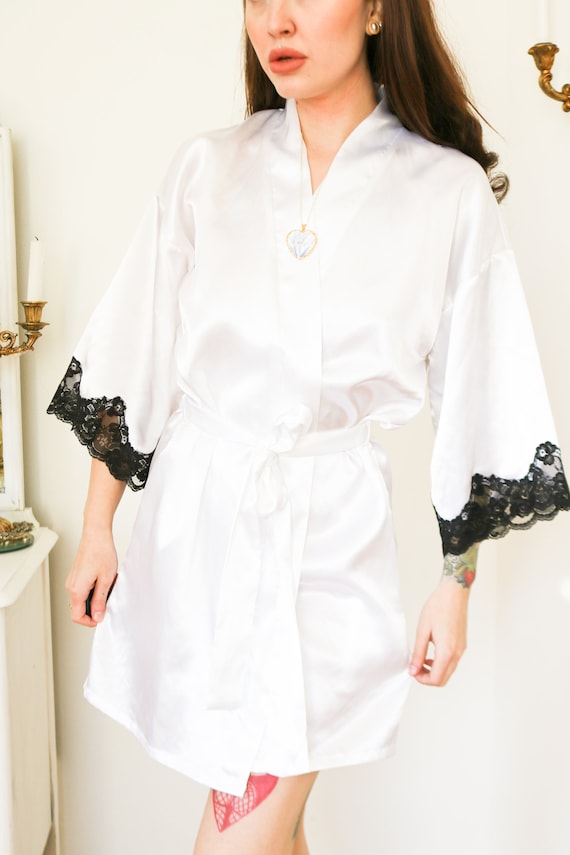 Vintage Fredericks of Hollywood White Silky Robe (