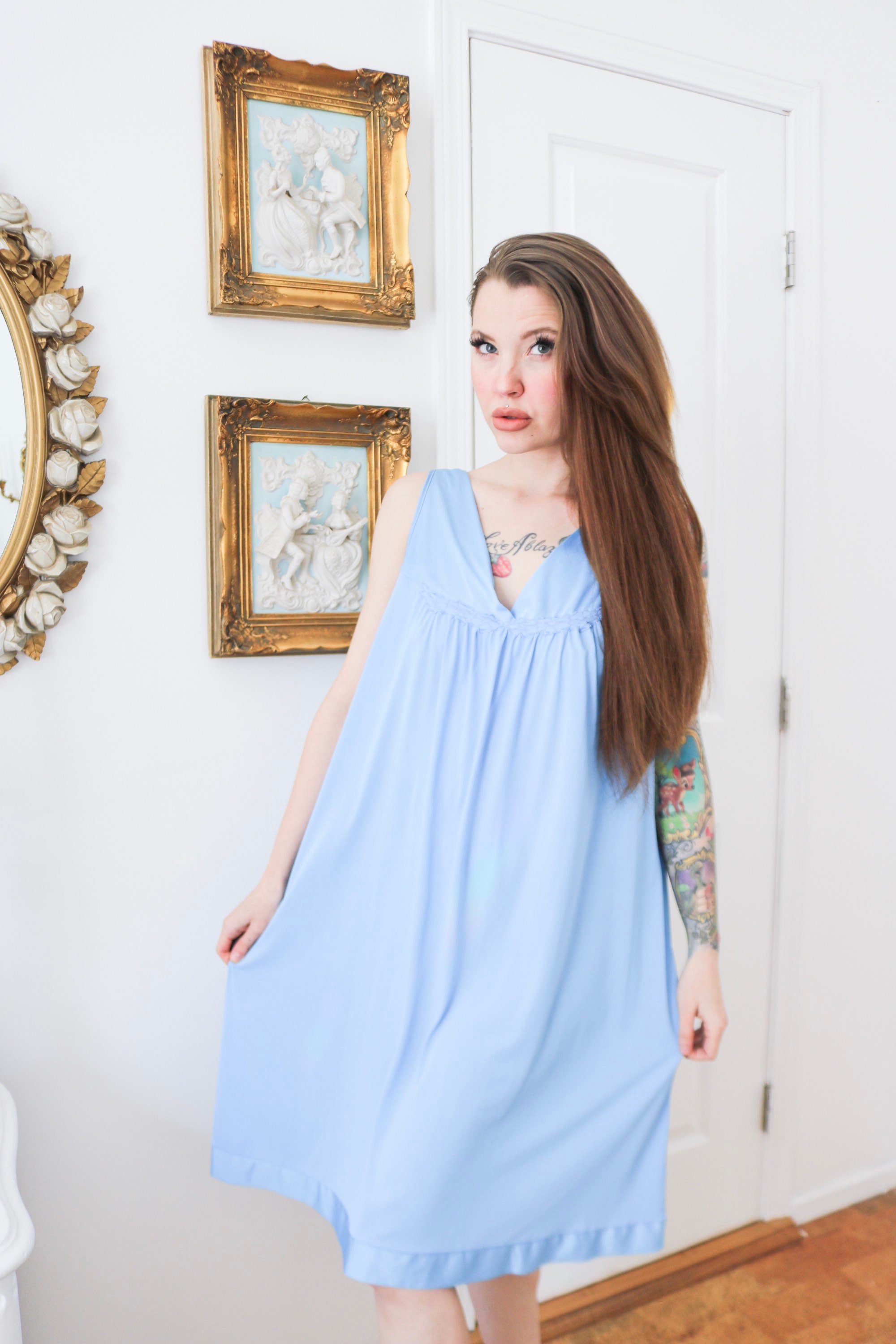 Vintage Vanity Fair Blue Nightgown Size Medium Etsy