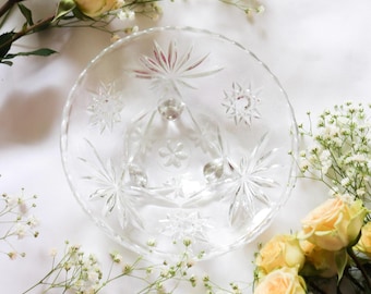 Vintage Anchor Hocking Three-Footed Pressed Glass Candy Dish