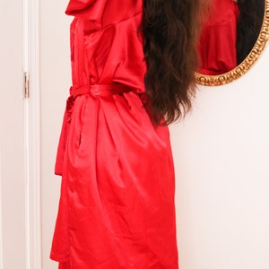 Vintage 1980s Amoureuse Red Silky Robe and Nightgown Set 2X image 5