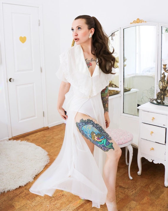 Vintage Val Mode Sheer White Bridal Lingerie Robe