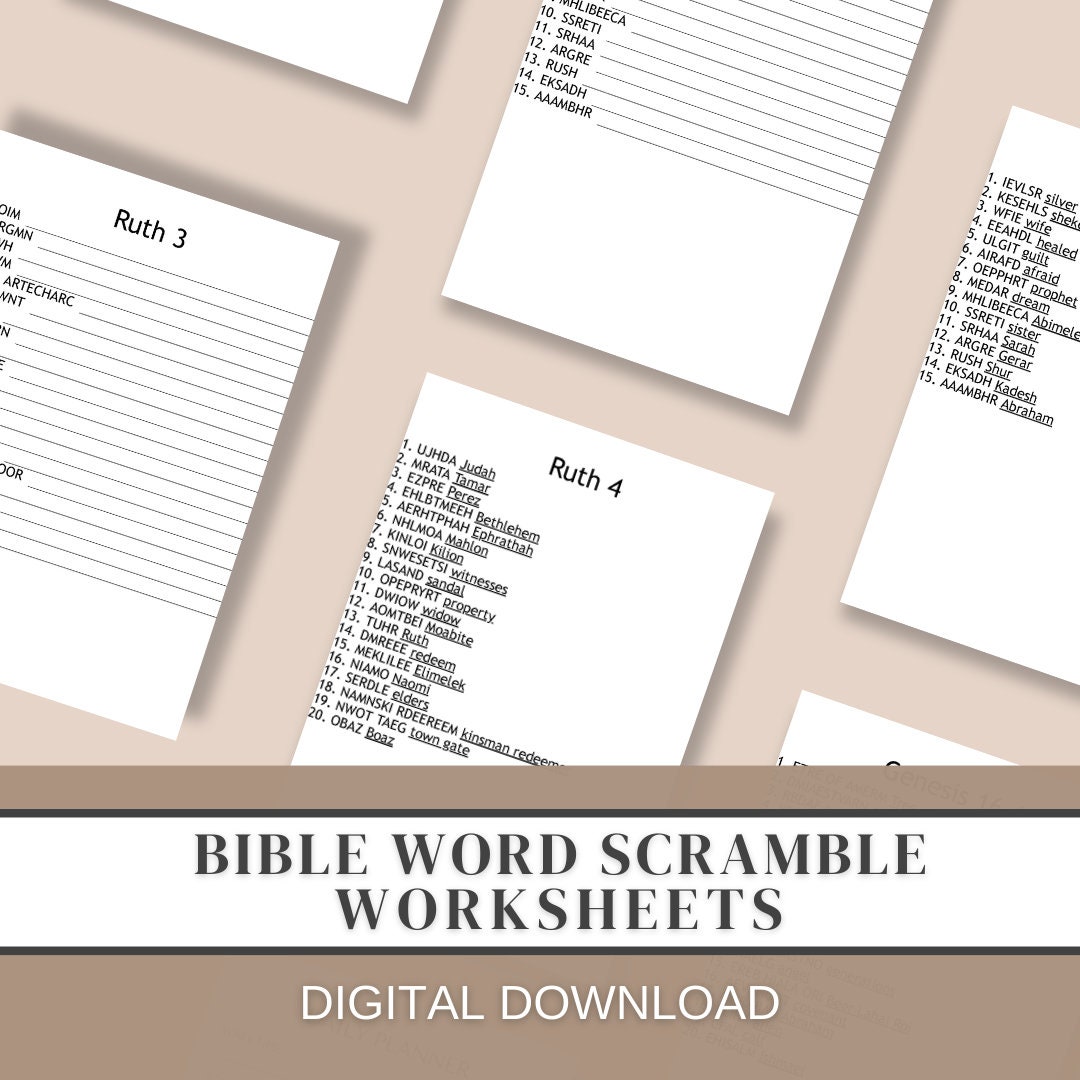 Printable Bible Word Scramble Game Worksheets PDF Digital - Etsy