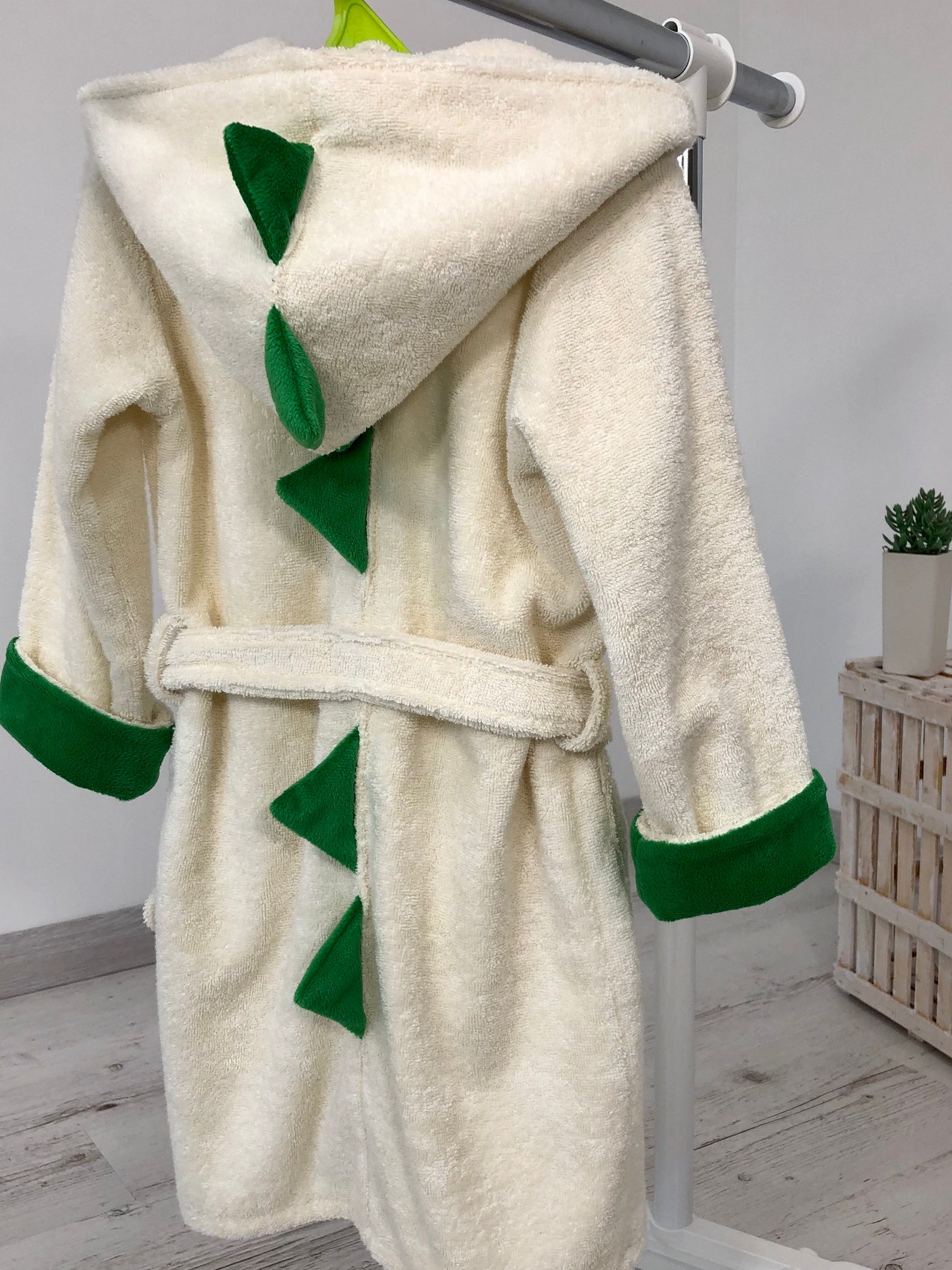 Dinosaur Hooded Bathrobe Toddler Robe With Monogram Custom Etsy