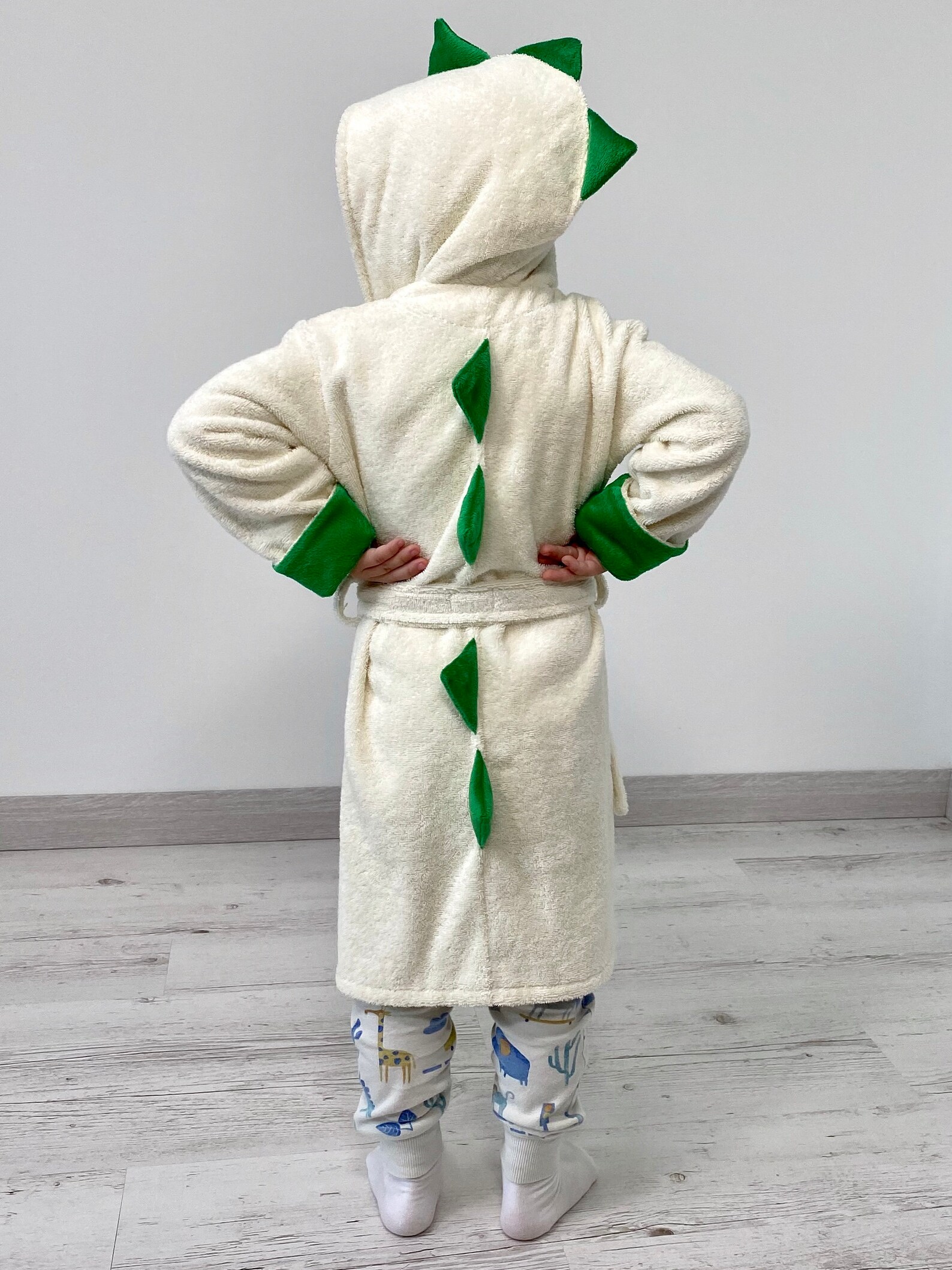 Dinosaur Hooded Bathrobe Toddler Robe With Monogram Custom Etsy
