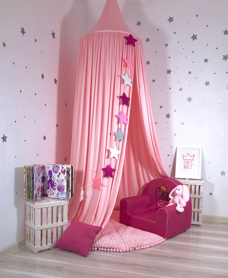 Canopy tent Pink teepee tent Satin Bed Hanging Canopy | Etsy