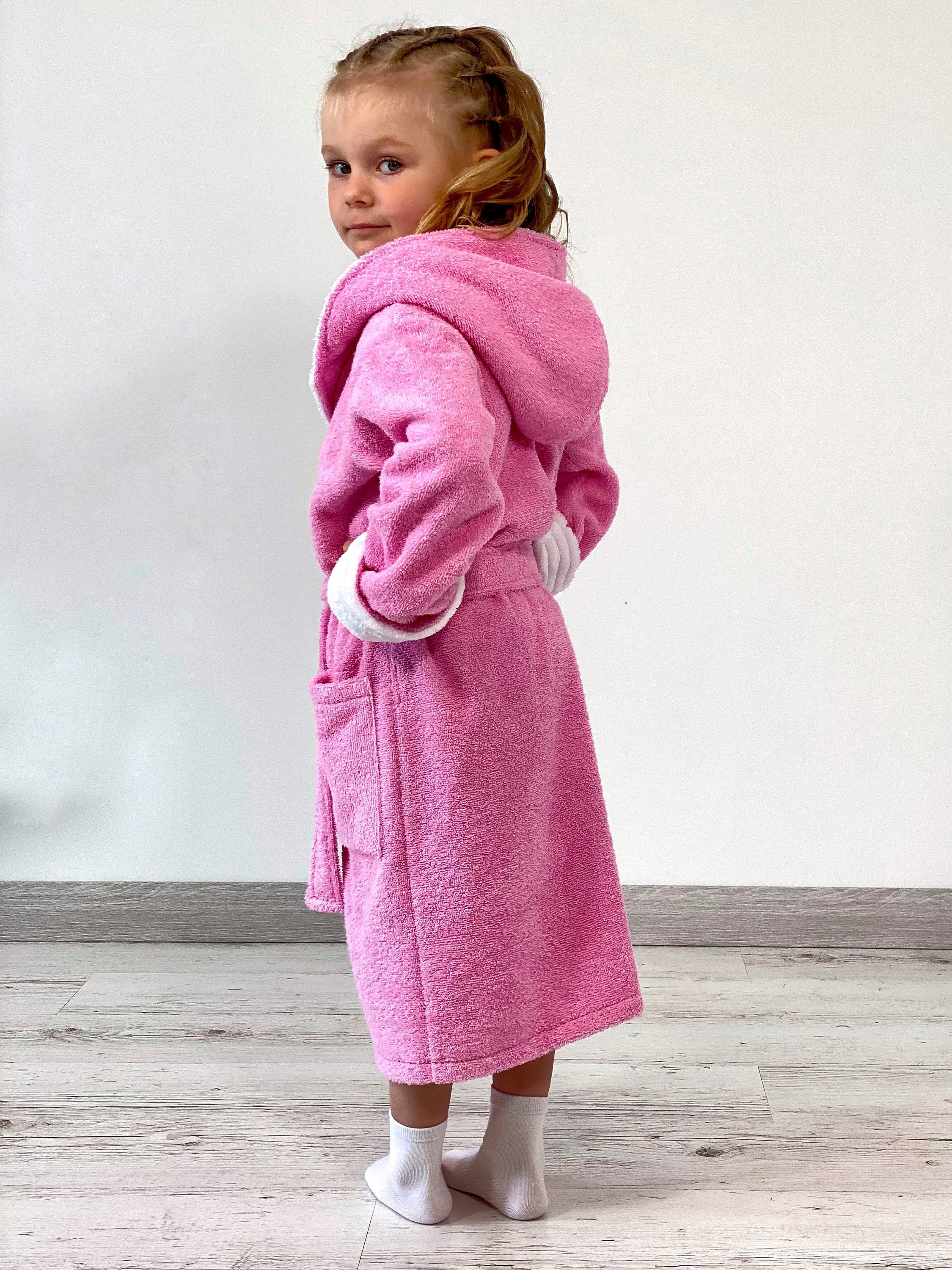 Baby girl bathrobe toddler hooded bath robe with pockets Etsy