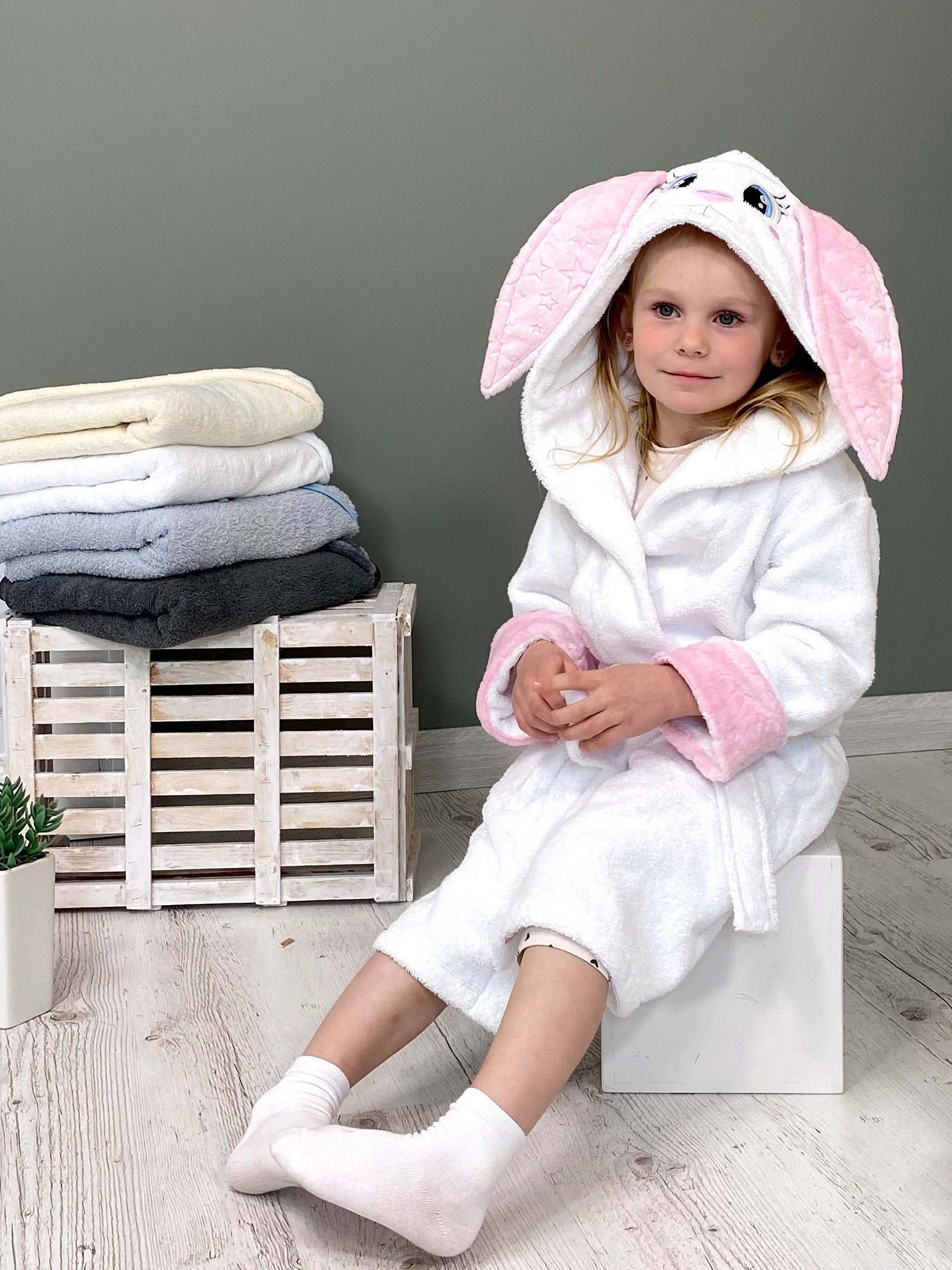 Personalized toddler robe Bunny Terry cloth robe Baby Etsy