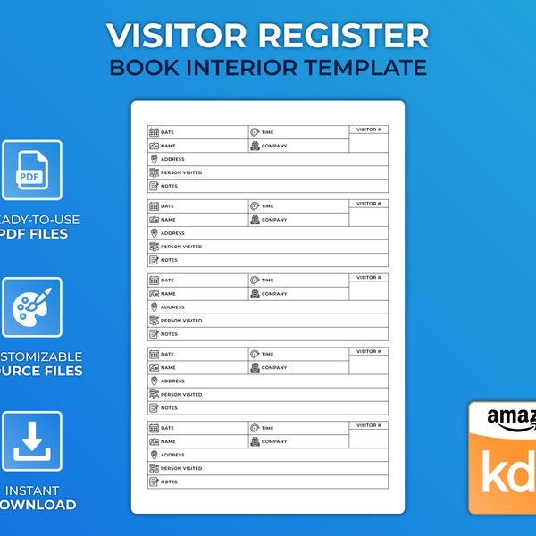 KDP Interior Template - Visitor Register - Low Content Design