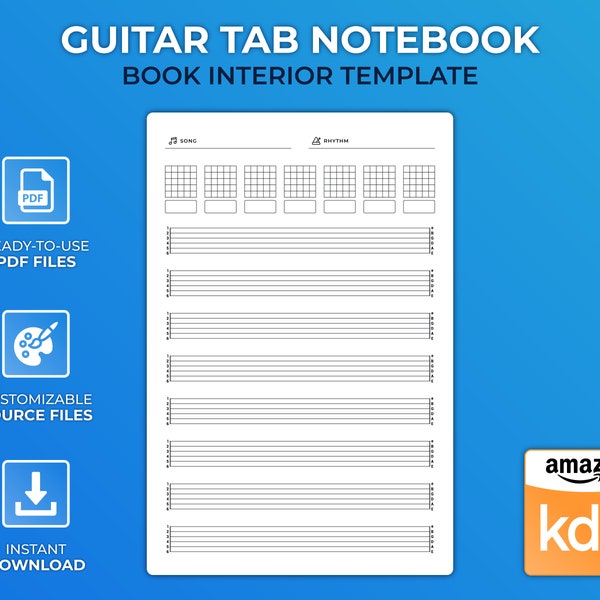 KDP Interior Template - Guitar Tab Notebook - Low Content Design
