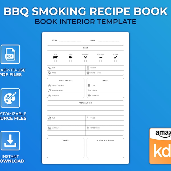 Bbq Recipe Book Template Etsy