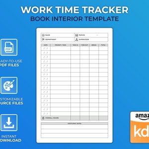 KDP Interior Template Work Time Tracker Low Content Design - Etsy