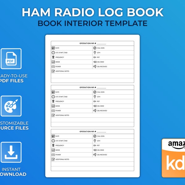 KDP Interior Template - Ham Radio Log Book - Low Content Design