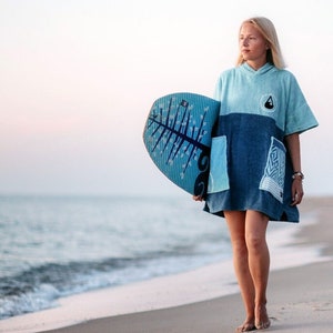 Our beautiful, sustainable MAXI changing robe and surf poncho, size XS.  Super cosy and perfect for watersports