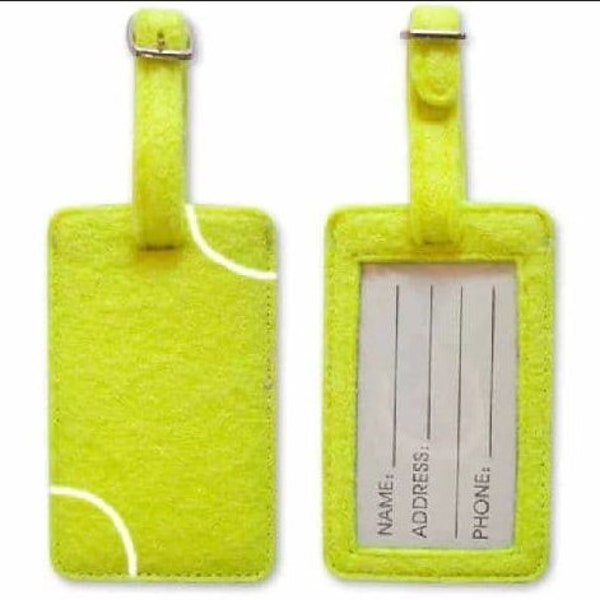 Tennis Luggage Tag - made from real tennis ball material! The perfect Christmas gift for any Tennis and sports fan!