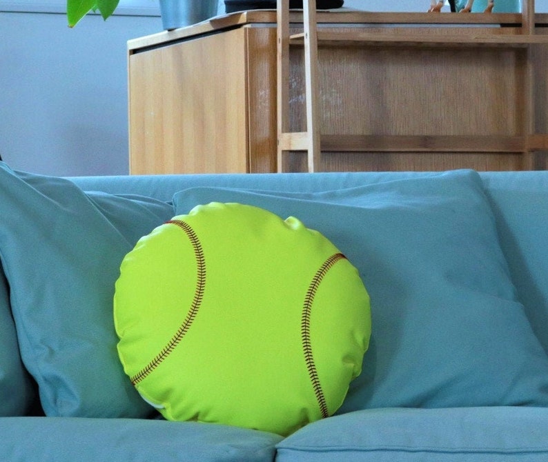 Softball Cushion made from real Softball material. The perfect Christmas Gift for any Softball or sports fan image 1