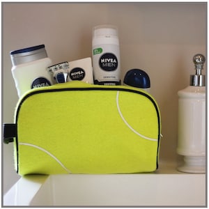 Tennis Washbag / Toiletry Bag - made with real Tennis Ball material  -  The perfect CHRISTMAS gift for any Tennis and sports fan!