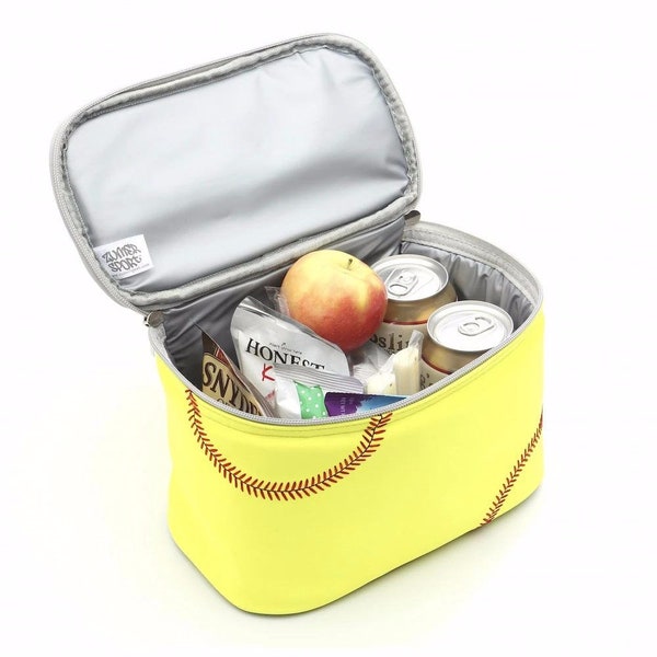 Softball Insulated Lunchbox, made using real, bright Softball material - The perfect gift for any Softball or sports fan!