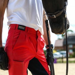 Equestriman men&#39;s coloured riding breeches. unique colours and high end quality. thigh phone pocket, full contrasting seat. lycra ankle cuff