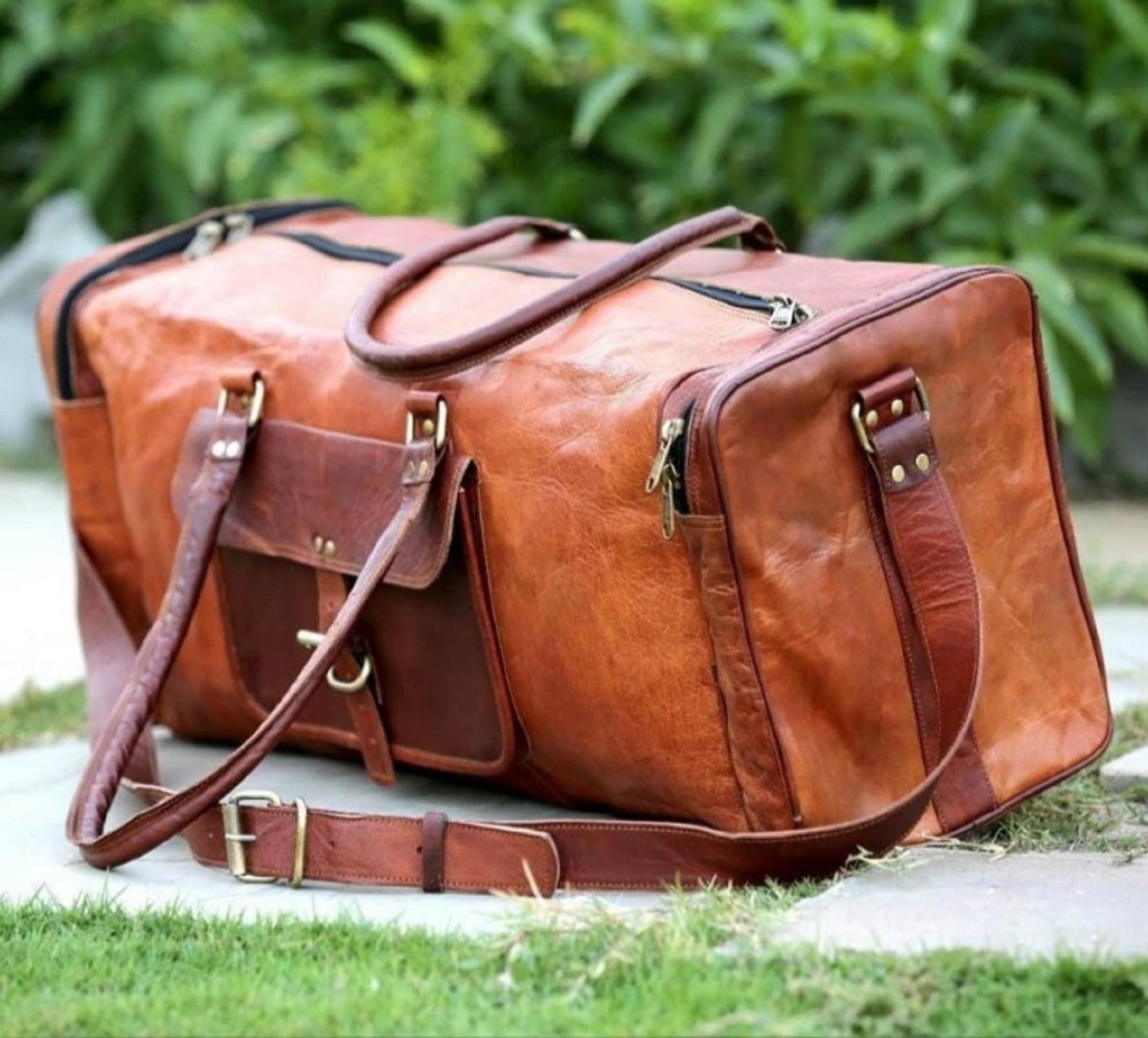 50 Sale Vintage Leather Travel Overnight Bag Leather Duffle Etsy