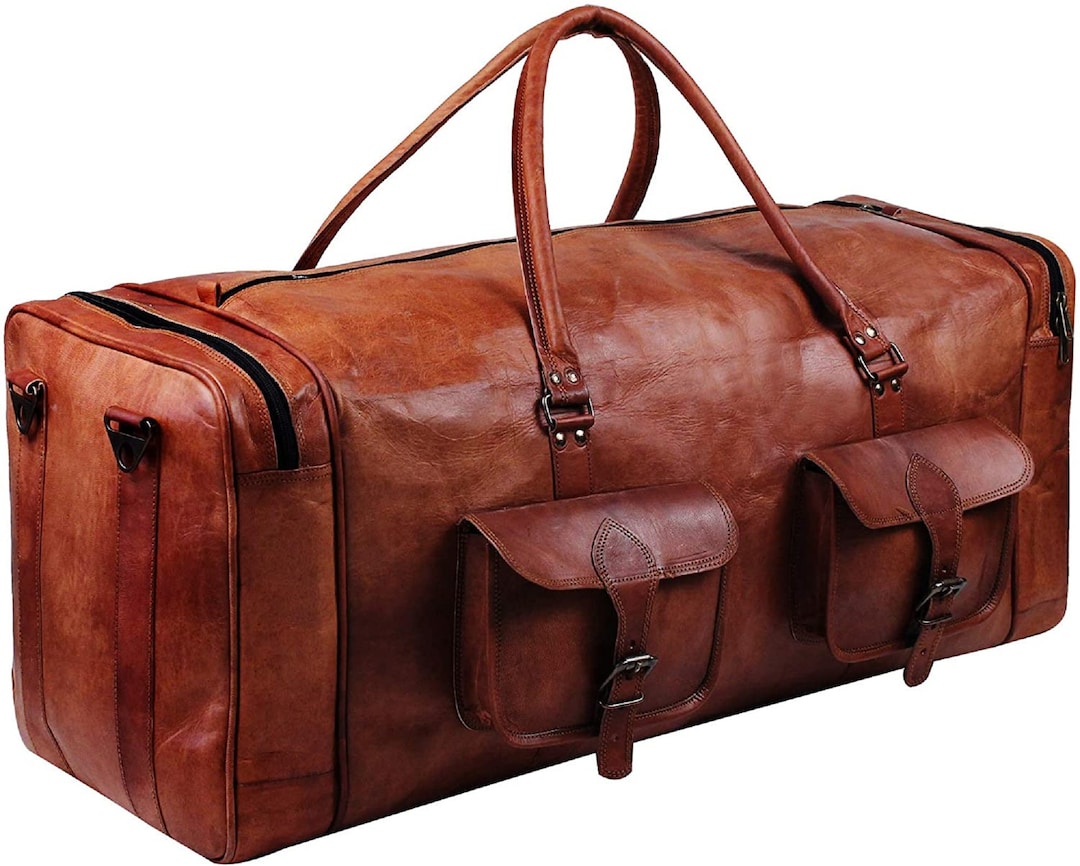 30 INCH Large Leather Duffle Bags for Men Big Travel Duffle Bag Leather
