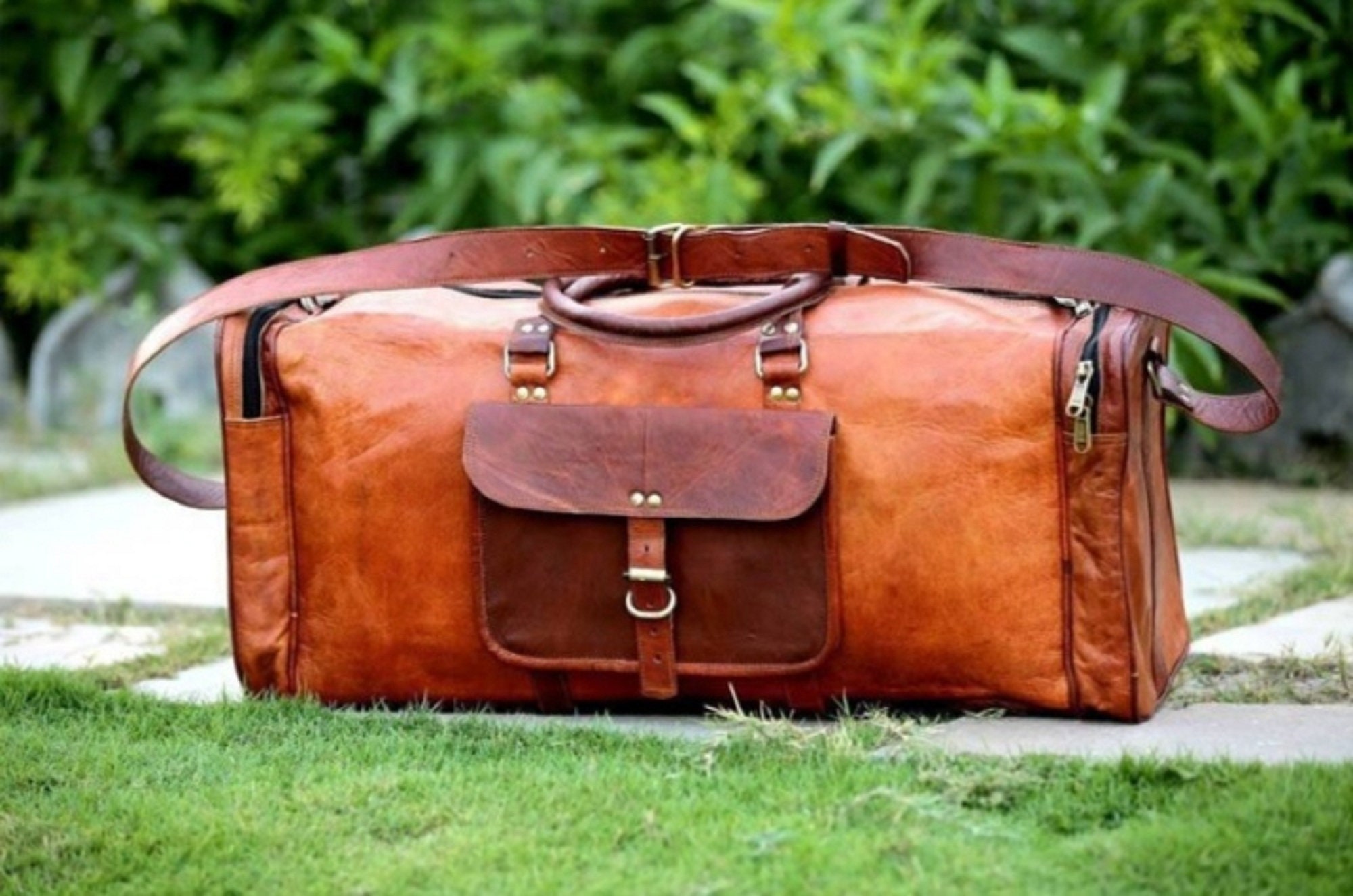 50% Sale Vintage Leather Travel Overnight Bag Leather Duffle - Etsy