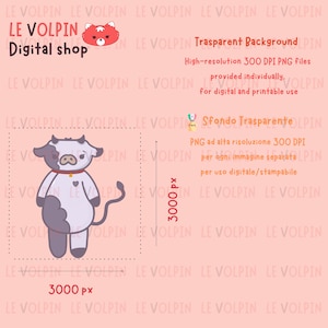 Cute Cow Sticker & Clipart – Printable PNG for Goodnotes e Planners | Hand-drawn Kawaii Animal | Digital Download