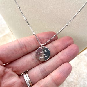 Elegant Silver Faith Over Fear Necklace | Faith/Fear Necklace | Christian Silver Necklace