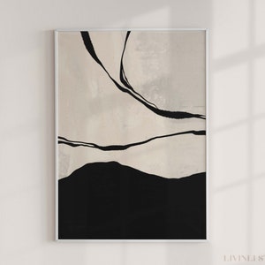 Japandi Black and Beige Modern Design | Abstract Organic Minimalistic Cozy Japandi Wall Art Print | Contemporary Japandi Home Decor Poster