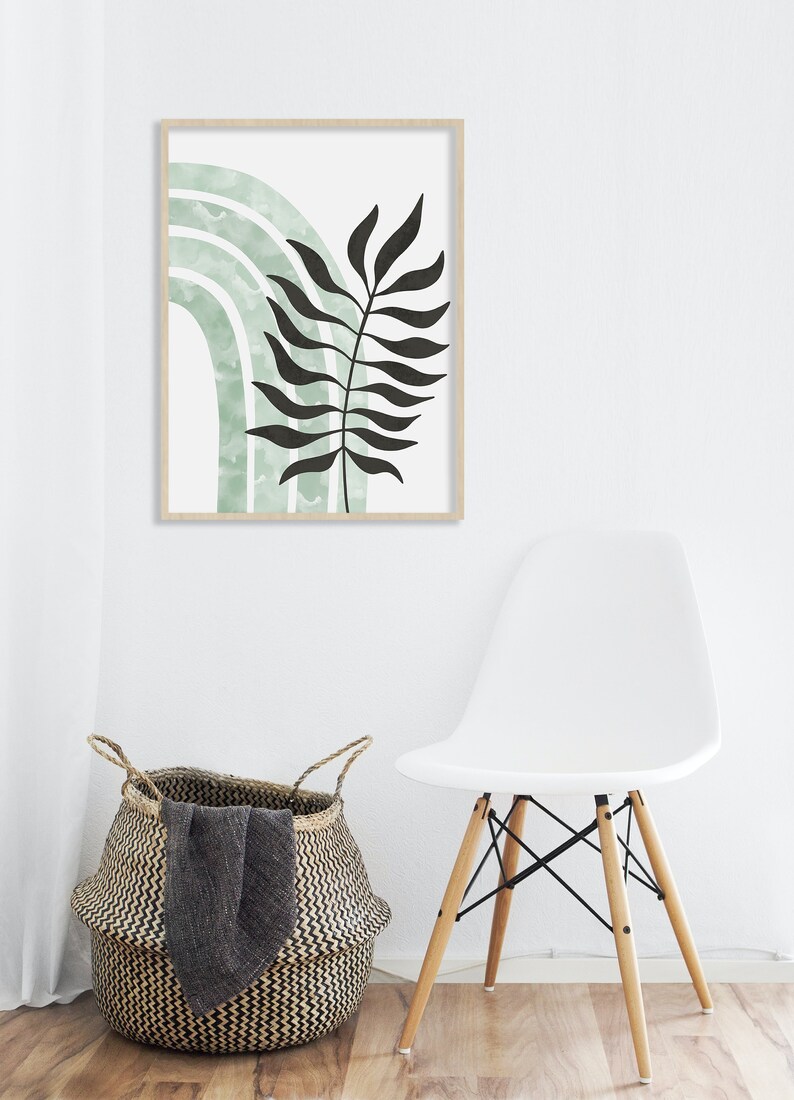 Sage Green Boho Art Sage Green Abstract Wall Art Mid Century Etsy