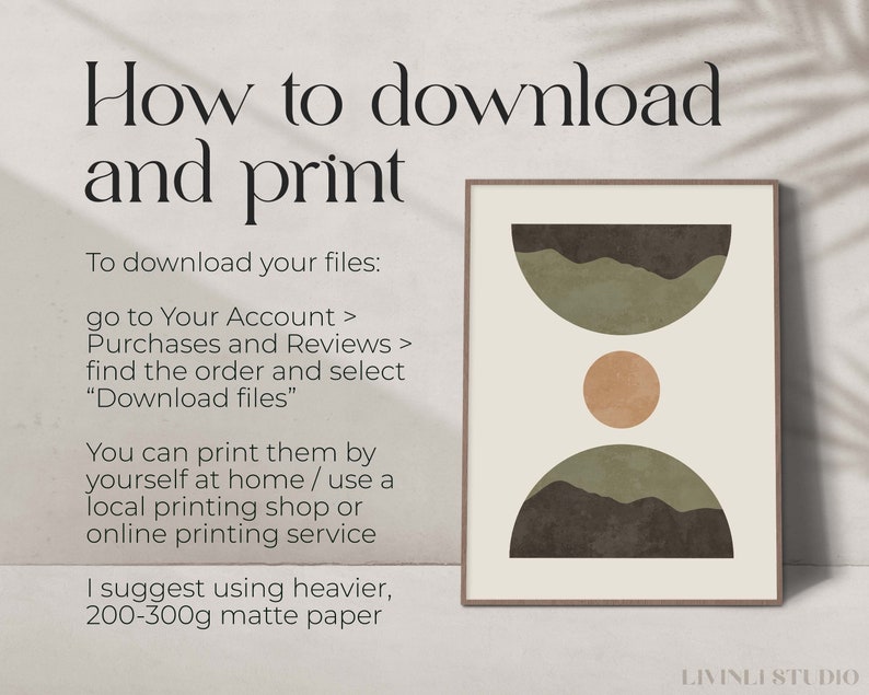 Sage Green and Orange Boho Abstract Wall Art Print Mid Century Modern